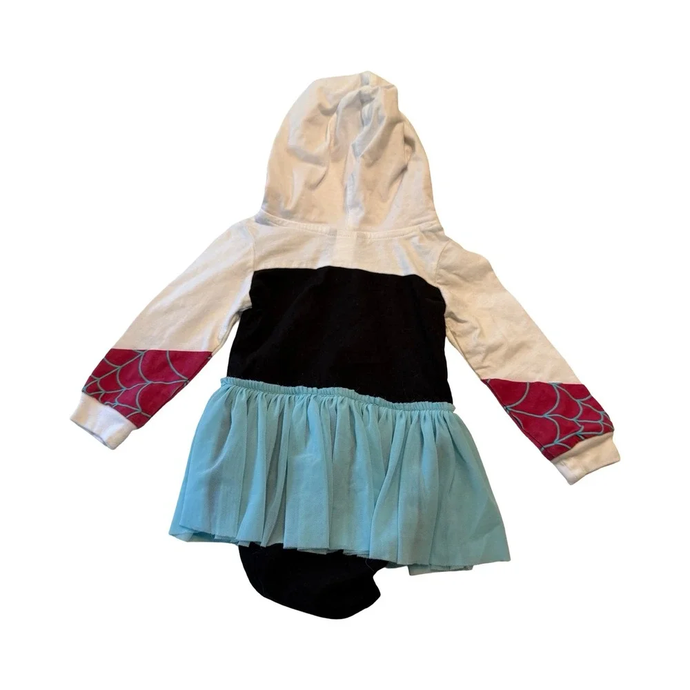 Marvel BoxLunch Spider-Gwen Ghost-Spider Hooded Tutu Bodysuit 12M Organic Cotton